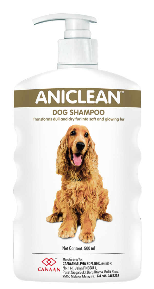 Aniclean dog shampoo offering soft and glowing fur transformation for pet in Malaysia