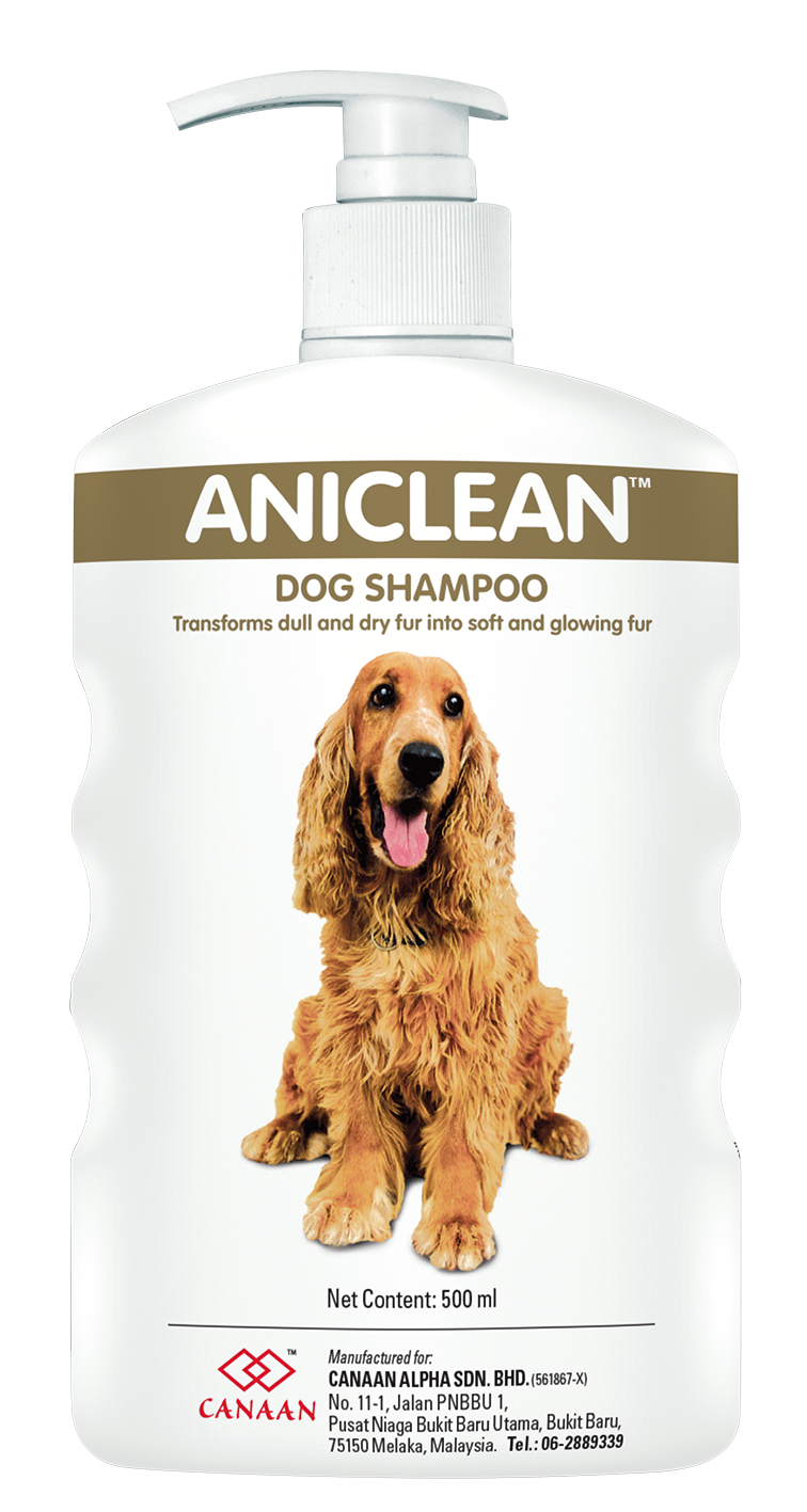 Aniclean dog shampoo offering soft and glowing fur transformation for pet in Malaysia